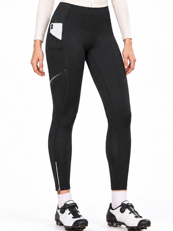 Women's Fleece Lined Leggings Tights Cycling Running High Waisted Side Pocket Hiking Pants,Size(S-XXL)