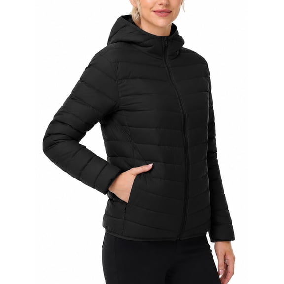 TRYSIL Women's Lightweight Puffer Down Layering Jacket Hooded Ultralight Full-Zip Packable Quilted Warm Outdoor Coat