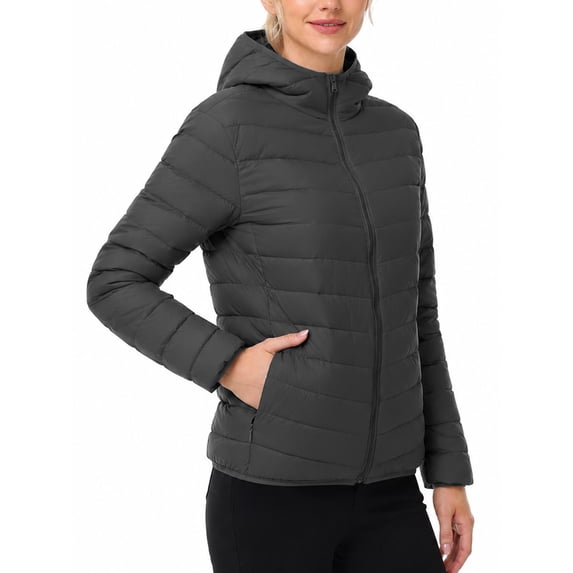 TRYSIL Women's Lightweight Puffer Down Layering Jacket Hooded Ultralight Full-Zip Packable Quilted Warm Outdoor Coat