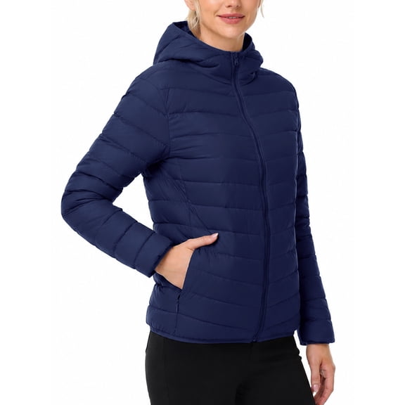 TRYSIL Women's Lightweight Puffer Down Layering Jacket Hooded Ultralight Full-Zip Packable Quilted Warm Outdoor Coat