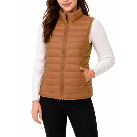 TRYSIL Women's Lightweight Puffer Down Layering Vest Sleeveless Full-Zip Packable Ultralight Quilted Jacket Winter Warm Outerwear Coat,Size(S-2XL)