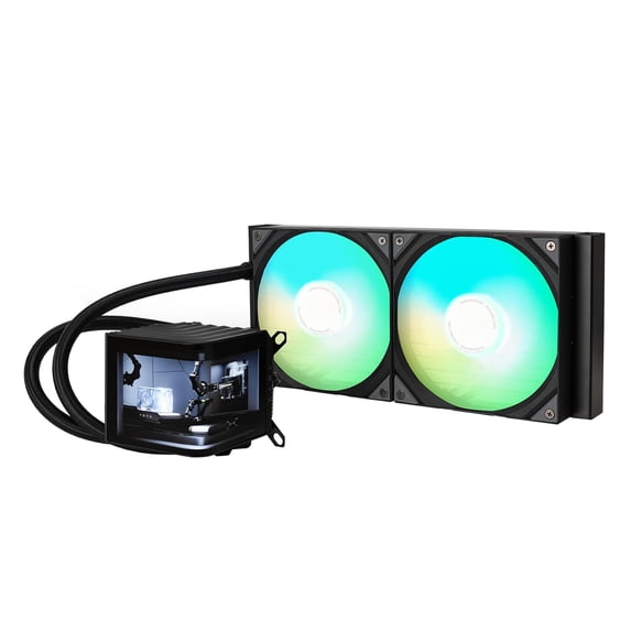 TRYX L-P280A-AS2M-G0K Panorama 280 Muti-Compatible ARGB AMOLED L-Shaped 3D Anamorphic Display Custom AIO Cooler (Black)
