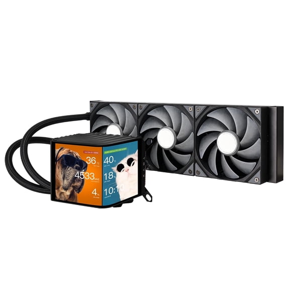 TRYX L-P360N-DS3M-G0K Panorama 360 Muti-Compatible AMOLED L-Shaped3D Anamorphic Display Custom AIO Cooler - Black