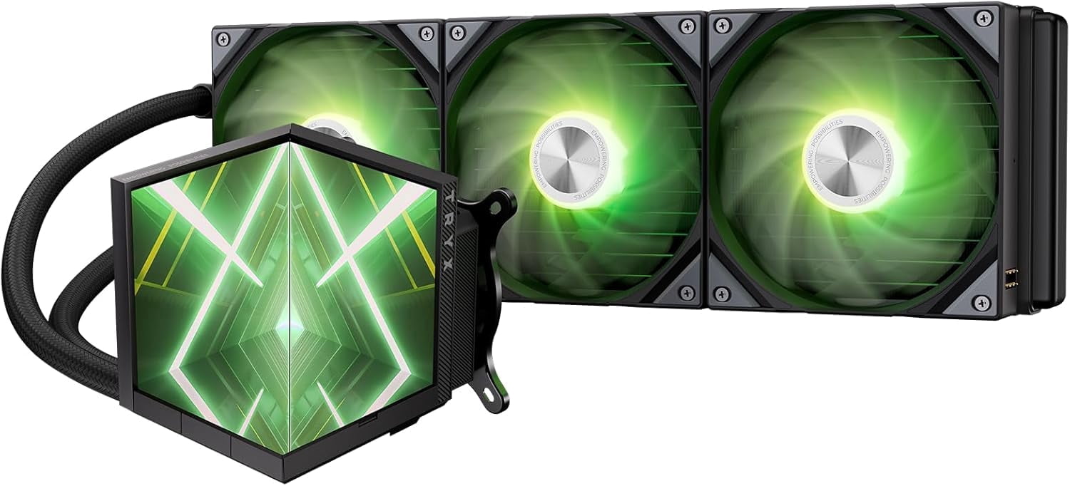 TRYX L-S360A-DM3M-G0K Stage ARGB 360mm AIO Screen3D Display Modes Asetek 7th GenV2 Intel LGA 1851/1700,AMD AM5/AM4 - Black