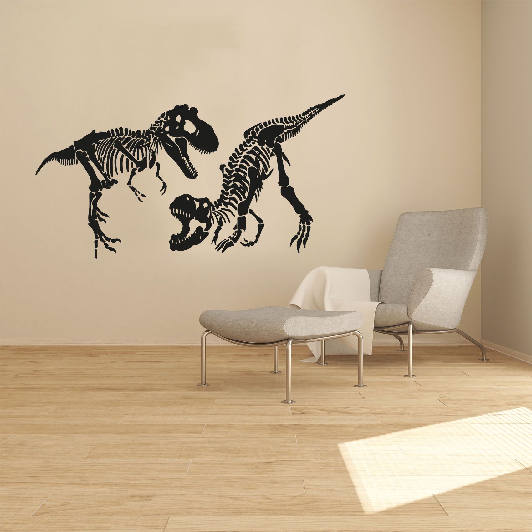 TRex Friends Dinosaur Skeleton TRex Skeleton Dinosaurs Silhouette Design Vinyl Design Wall Sticker Art Decal Boy Girl Kid Room Bedroom Nursery Kinder Home Decor Stickers Decoration Size (14x20 inch)