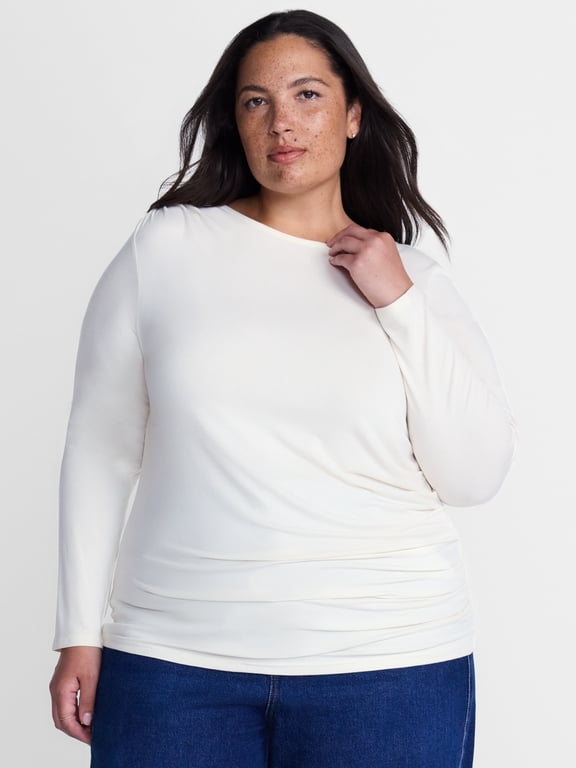 Women's Plus Asymmetrical Front Drape Top, Sizes 0X-5X