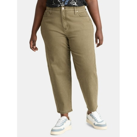 Terra & Sky Women's Plus High Rise Barrel Jeans, 28" Inseam, Sizes 16W-24W