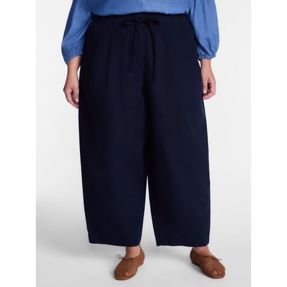 Terra & Sky Women's Plus Cropped Barrel Drawstring Pants, Sizes- 0X-5X