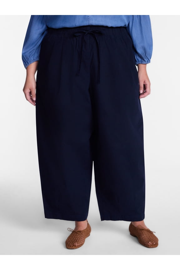 Women's Plus Cropped Barrel Drawstring Pants, Sizes- 0X-5X