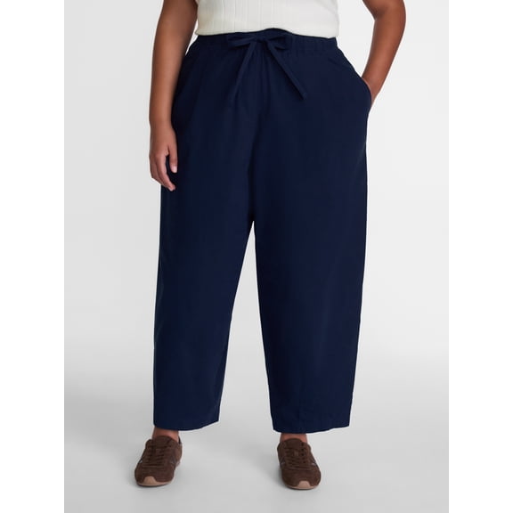 Terra & Sky Women's Plus Cropped Barrel Drawstring Pants, Sizes- 0X-5X