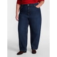 thumbnail image 1 of Terra & Sky Women's Plus Mid Rise Barrel Jeans, 30” Inseam, Sizes 16W-24W, 1 of 6