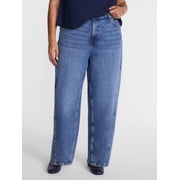 Terra & Sky Women's Plus Mid Rise Barrel Jeans, 30  Inseam, Sizes 16W-24W