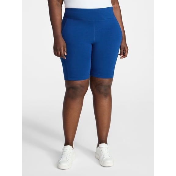 Terra & Sky Women's Plus Size Bike Shorts with Pocket, Sizes 0X-5X