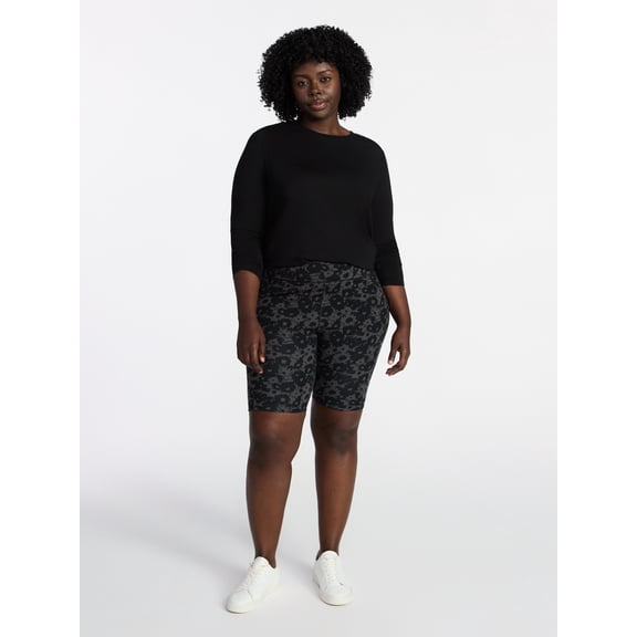 Terra & Sky Women's Plus Size Bike Shorts with Pocket, Sizes 0X-5X