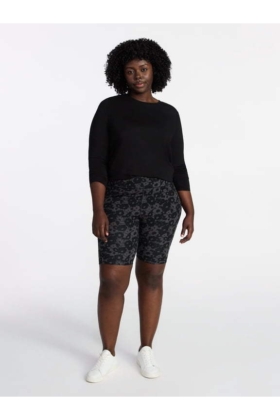 Women's Plus Size Bike Shorts with Pocket, Sizes 0X-5X