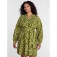 thumbnail image 1 of Terra & Sky Women's Plus Cotton Balloon Sleeve Tie Waist Tunic Dress, Sizes 0X-5X, 1 of 5