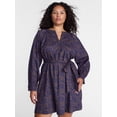 thumbnail image 1 of Terra & Sky Women's Plus Cotton Balloon Sleeve Tie Waist Tunic Dress, Sizes 0X-5X, 1 of 5