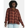 thumbnail image 1 of Terra & Sky Women's Plus Size Plaid Button Front Shirt, Sizes 0X-5X, 1 of 5
