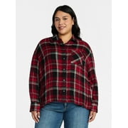 Terra & Sky Women's Plus Size Plaid Button Front Shirt, Sizes 0X-5X