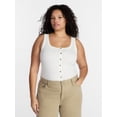 thumbnail image 1 of Terra & Sky Women’s Plus Faux Button Front Tank, Sizes 0X-4X, 1 of 5