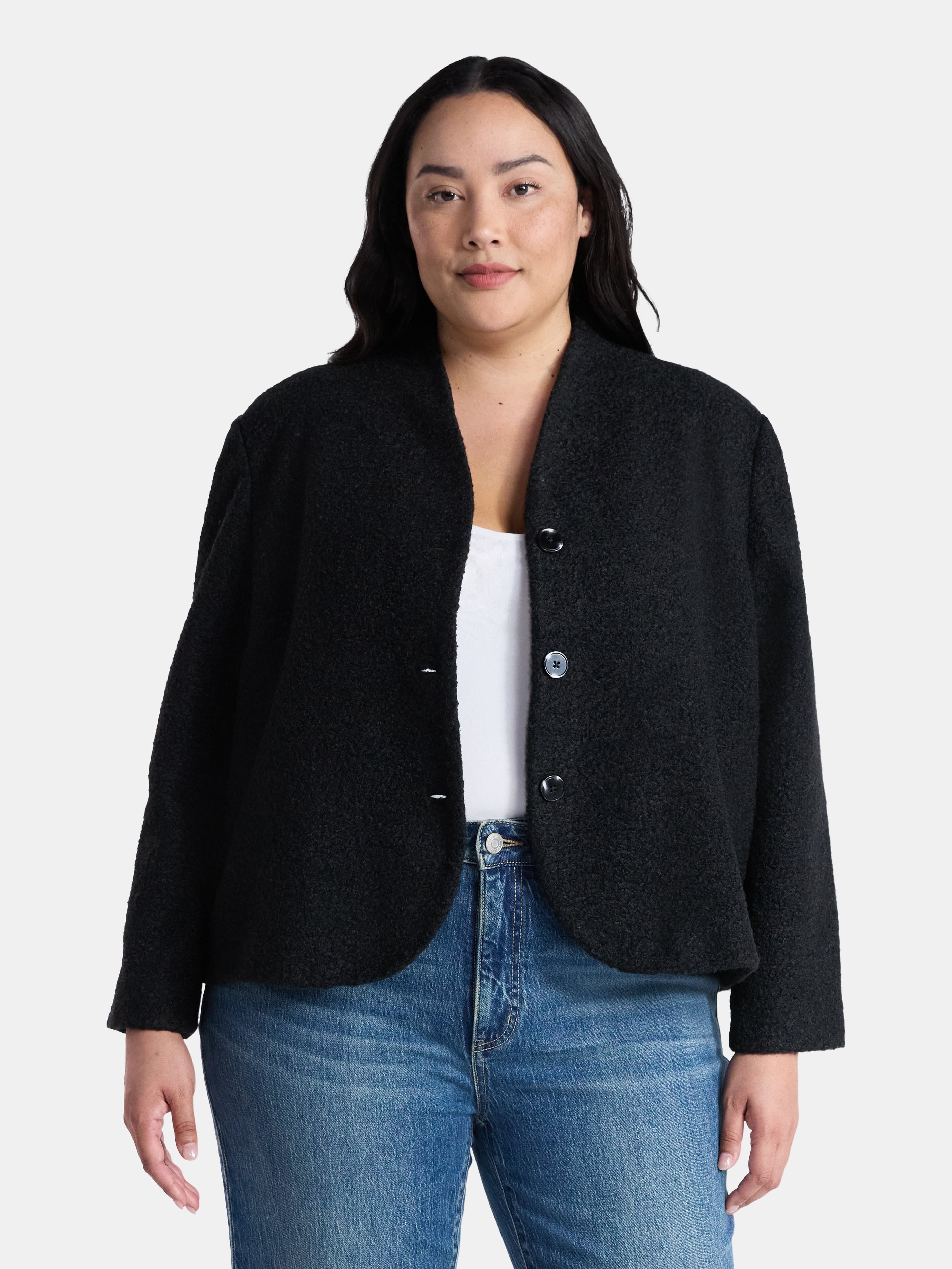Terra & Sky Women's Plus Cocoon Jacket, Midweight, Sizes 0X-5X