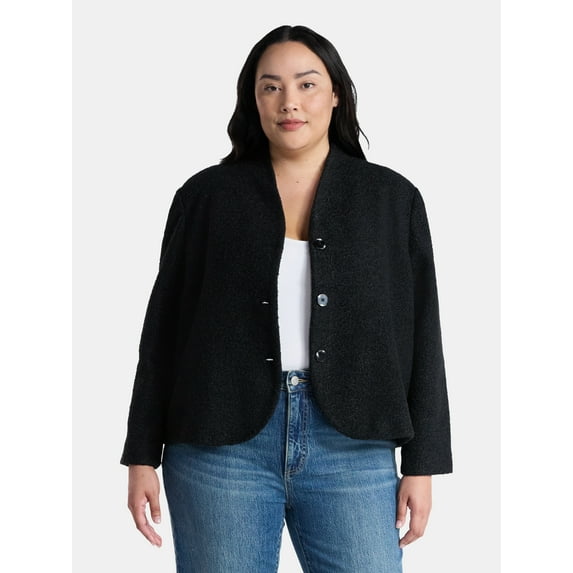 Terra & Sky Women's Plus Cocoon Jacket, Midweight, Sizes 0X-5X