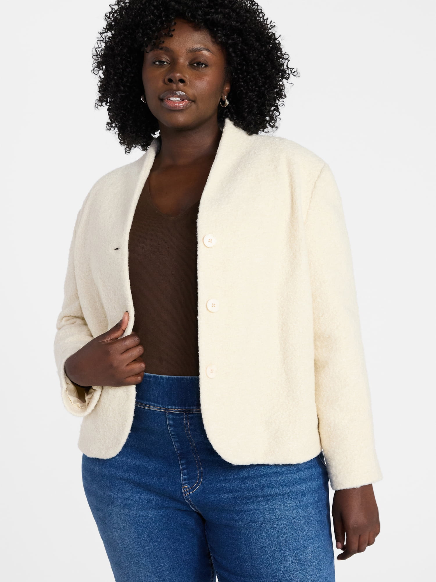 Terra & Sky Women's Plus Cocoon Jacket, Midweight, Sizes 0X-5X