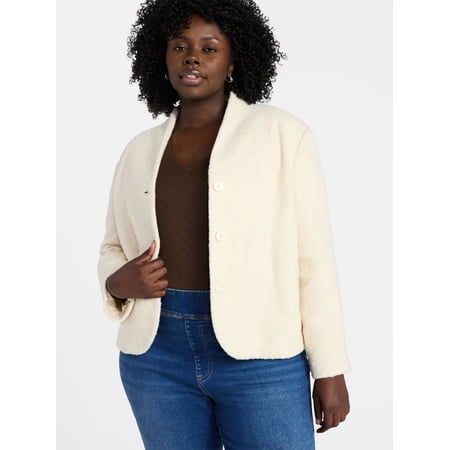 Terra & Sky Women's Plus Cocoon Jacket, Midweight, Sizes 0X-5X