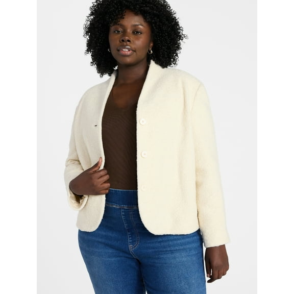 Terra & Sky Women's Plus Cocoon Jacket, Midweight, Sizes 0X-5X