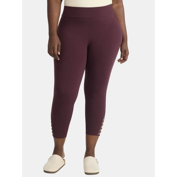 Terra & Sky Women's Plus Size Capri Ladder Leggings, 22" Inseam, Sizes 0X-5X