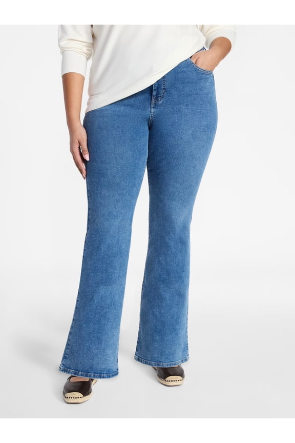 Women's Plus Size Core Mid Rise Bootcut Jeans, Short and Regular Inseams, Sizes 16W-26W