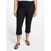 Terra & Sky Women's Plus Pull On Jegging Capri Pants with Control Panel, Sizes 0X-5X
