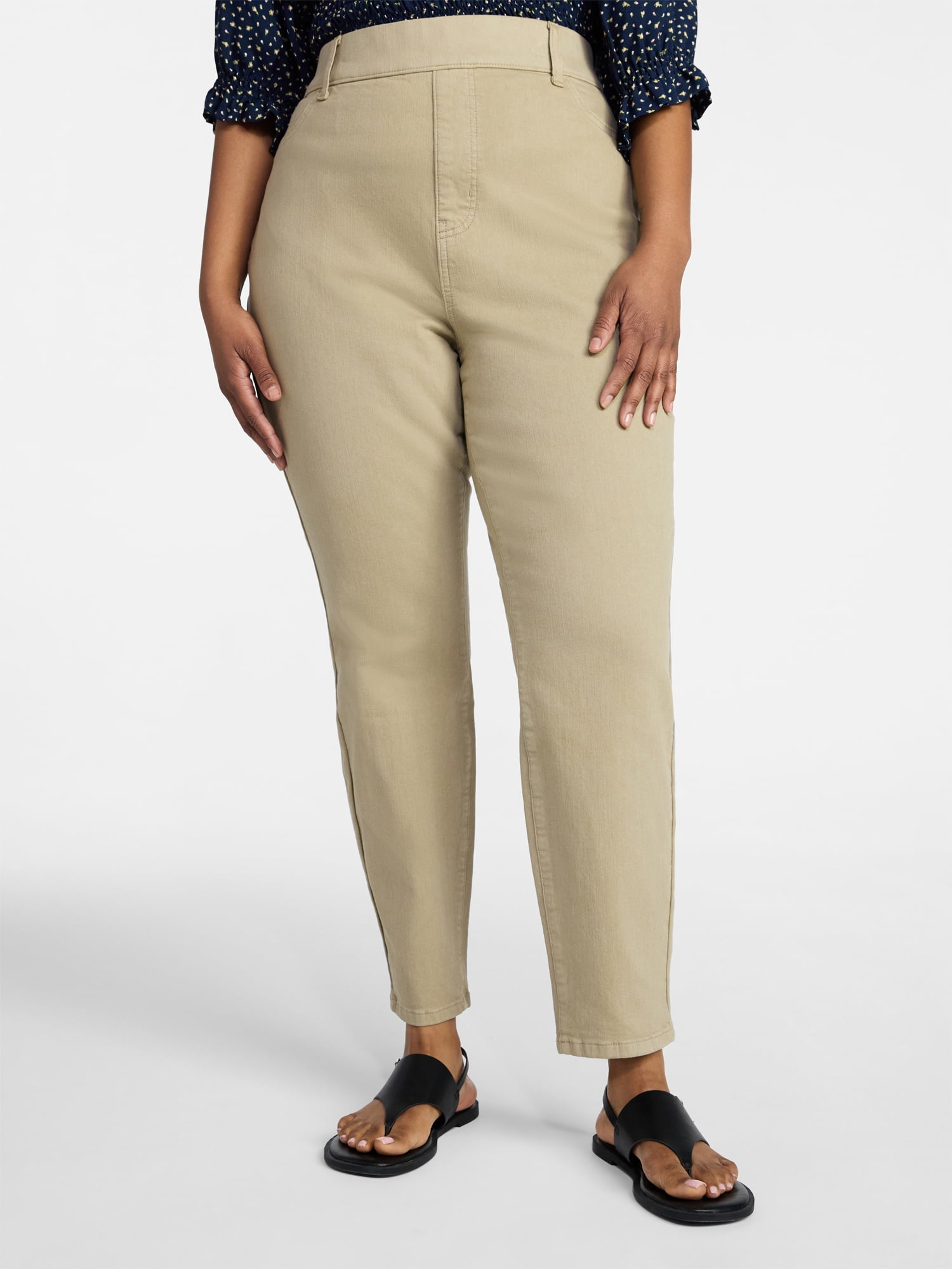 Terra & Sky Women's Plus Signature Pull On Skinny Jegging Pants with Control Panel, Sizes 0X-5X