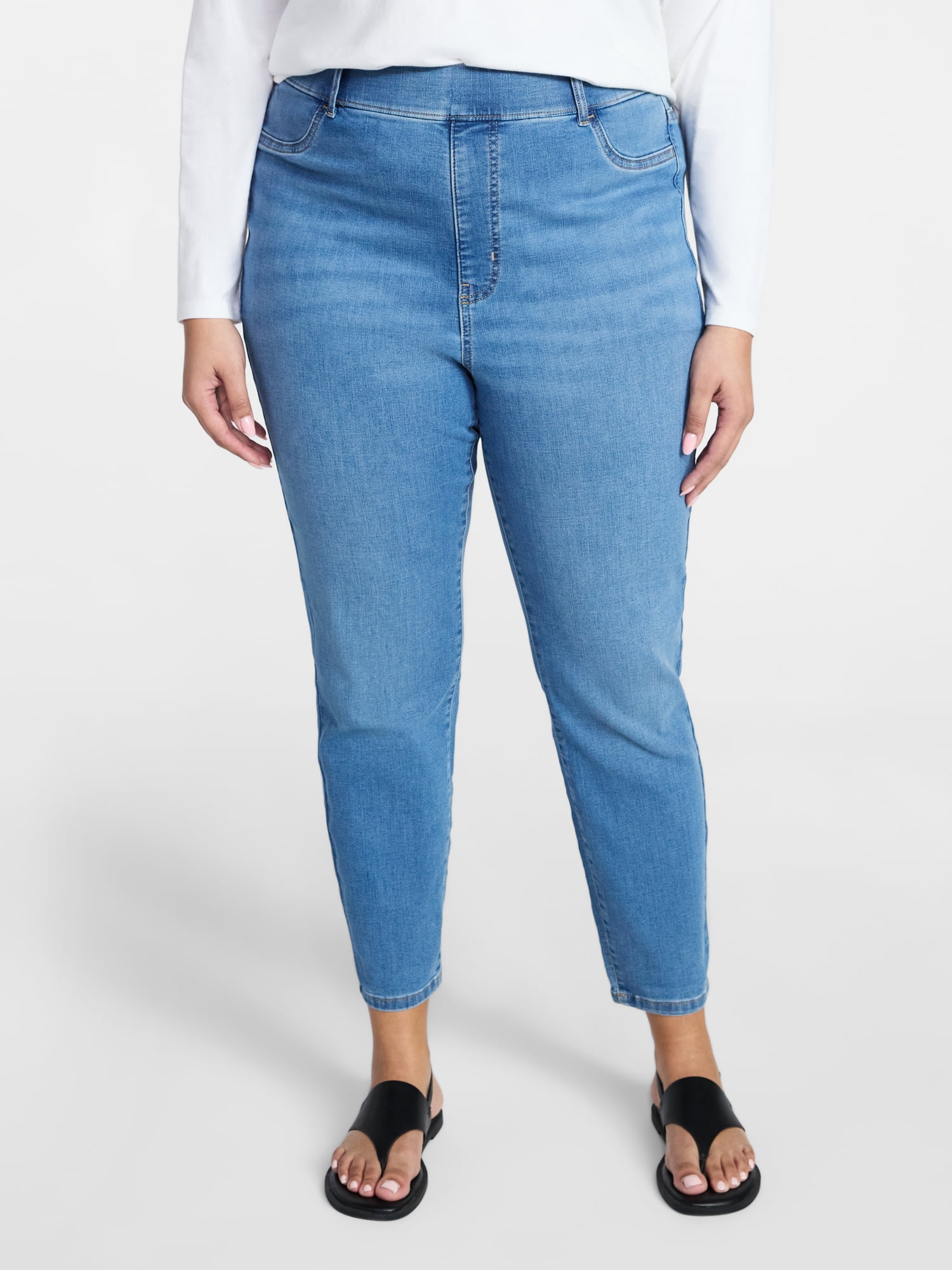 Terra & Sky Women's Plus Signature Pull On Skinny Jegging Pants with Control Panel, Sizes 0X-5X