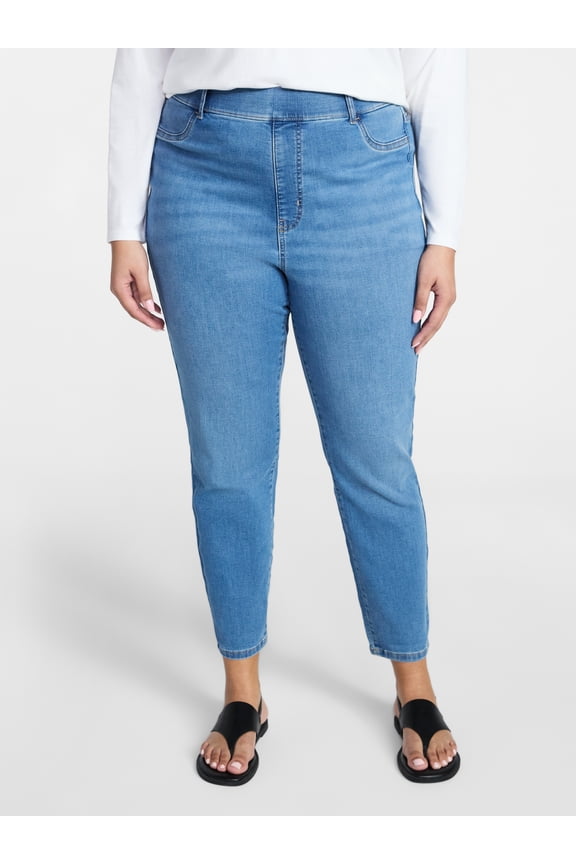 Women's Plus Pull On Skinny Jegging Pants with Control Panel, Sizes 0X-5X