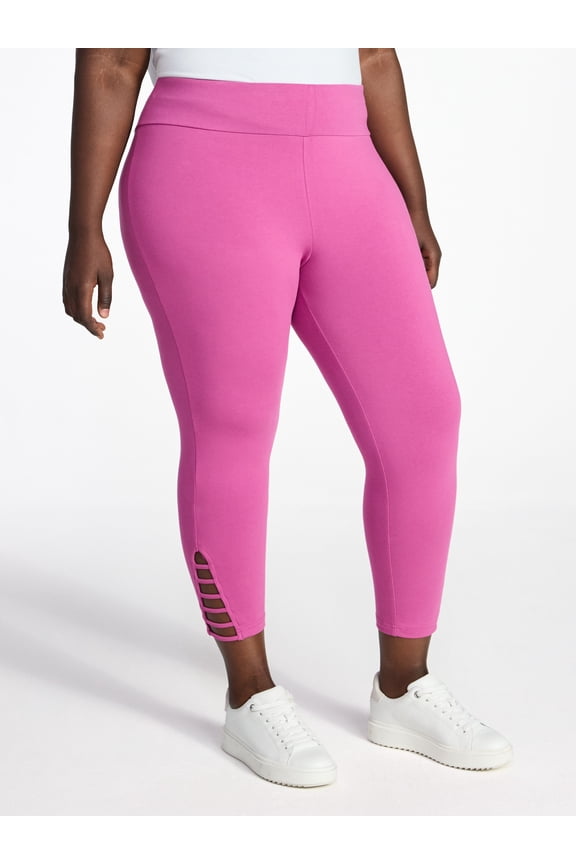 Women's Plus Size Capri Ladder Leggings, 22" Inseam, Sizes 0X-5X