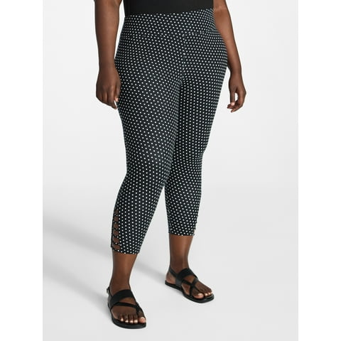 Women's Plus Size Capri Ladder Leggings, 22" Inseam, Sizes 0X-5X
