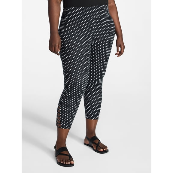 Terra & Sky Women's Plus Size Capri Ladder Leggings, 22" Inseam, Sizes 0X-5X