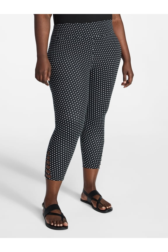 Women's Plus Size Capri Ladder Leggings, 22" Inseam, Sizes 0X-5X