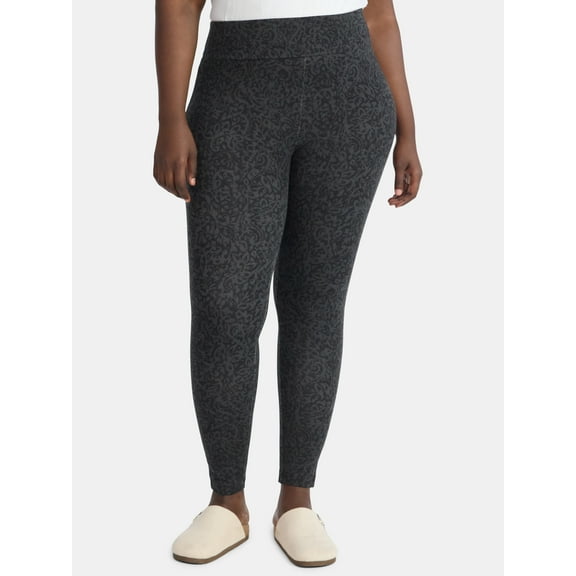 Terra & Sky Women's Plus High Waist Ankle Length Leggings, 27" Inseam, Sizes 0X-5X