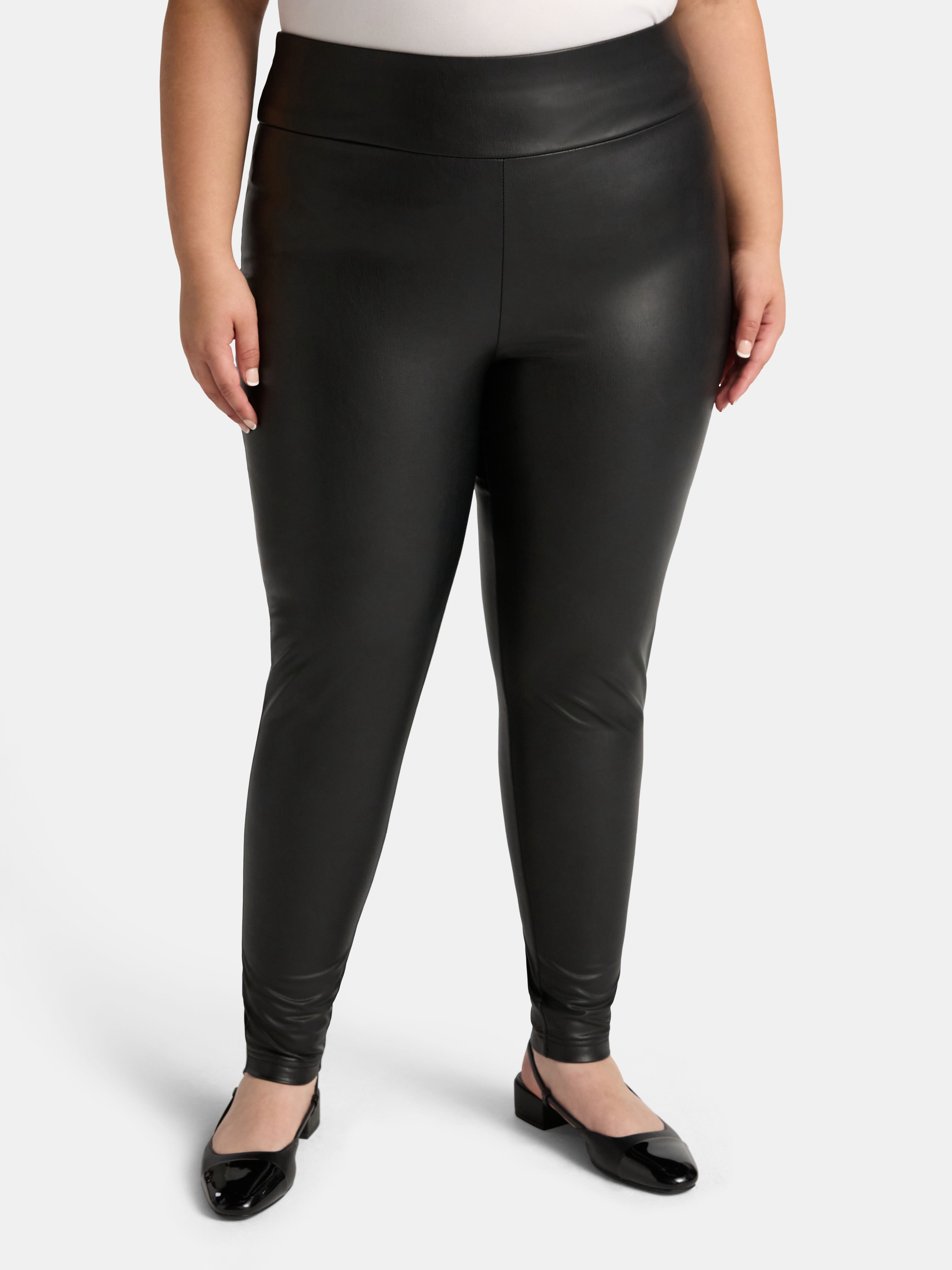 Terra & Sky Women's Plus Faux Leather Leggings, 22'' Inseam, Sizes 0X-5X