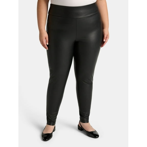 Terra & Sky Women's Plus Faux Leather Leggings, 22'' Inseam, Sizes 0X-5X