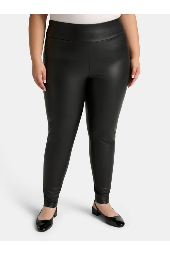 Women's Plus Faux Leather Leggings, 22'' Inseam, Sizes 0X-5X