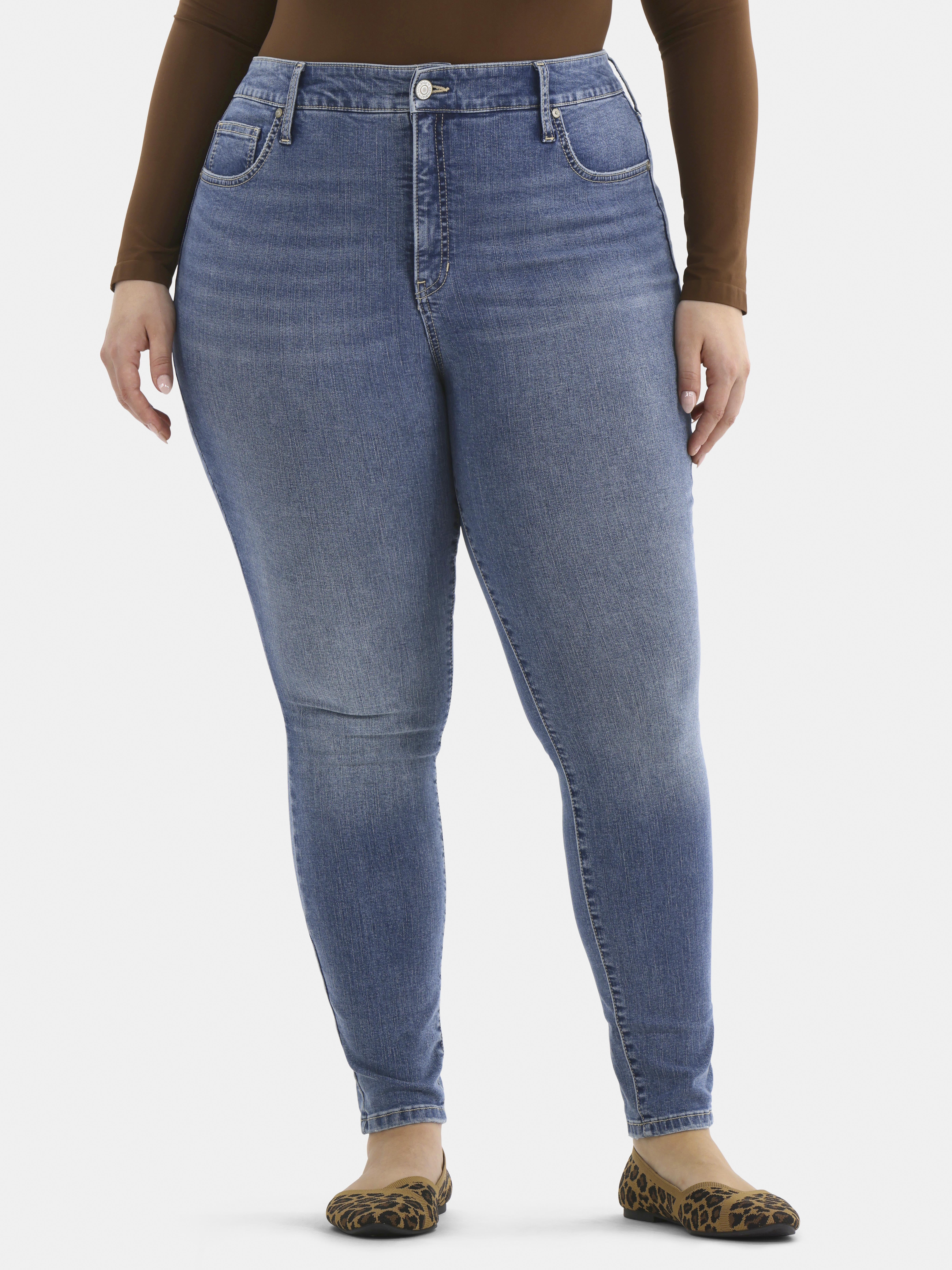 Terra & Sky Women's Plus Size Skinny High Rise Jeans, Sizes 16W-26W