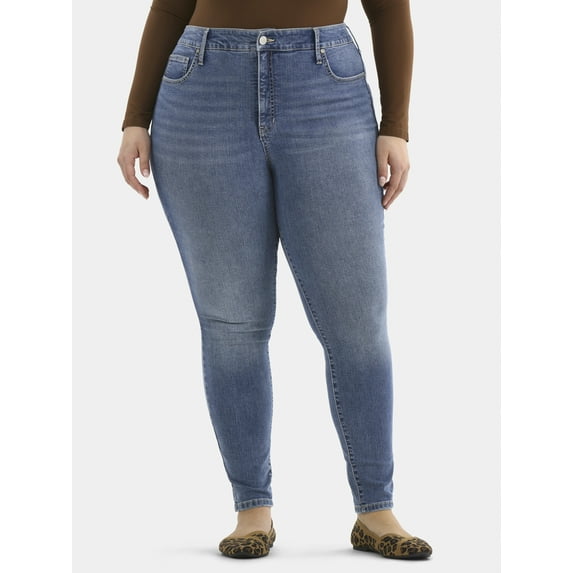 Terra & Sky Women's Plus Size Skinny High Rise Jeans, Sizes 16W-26W