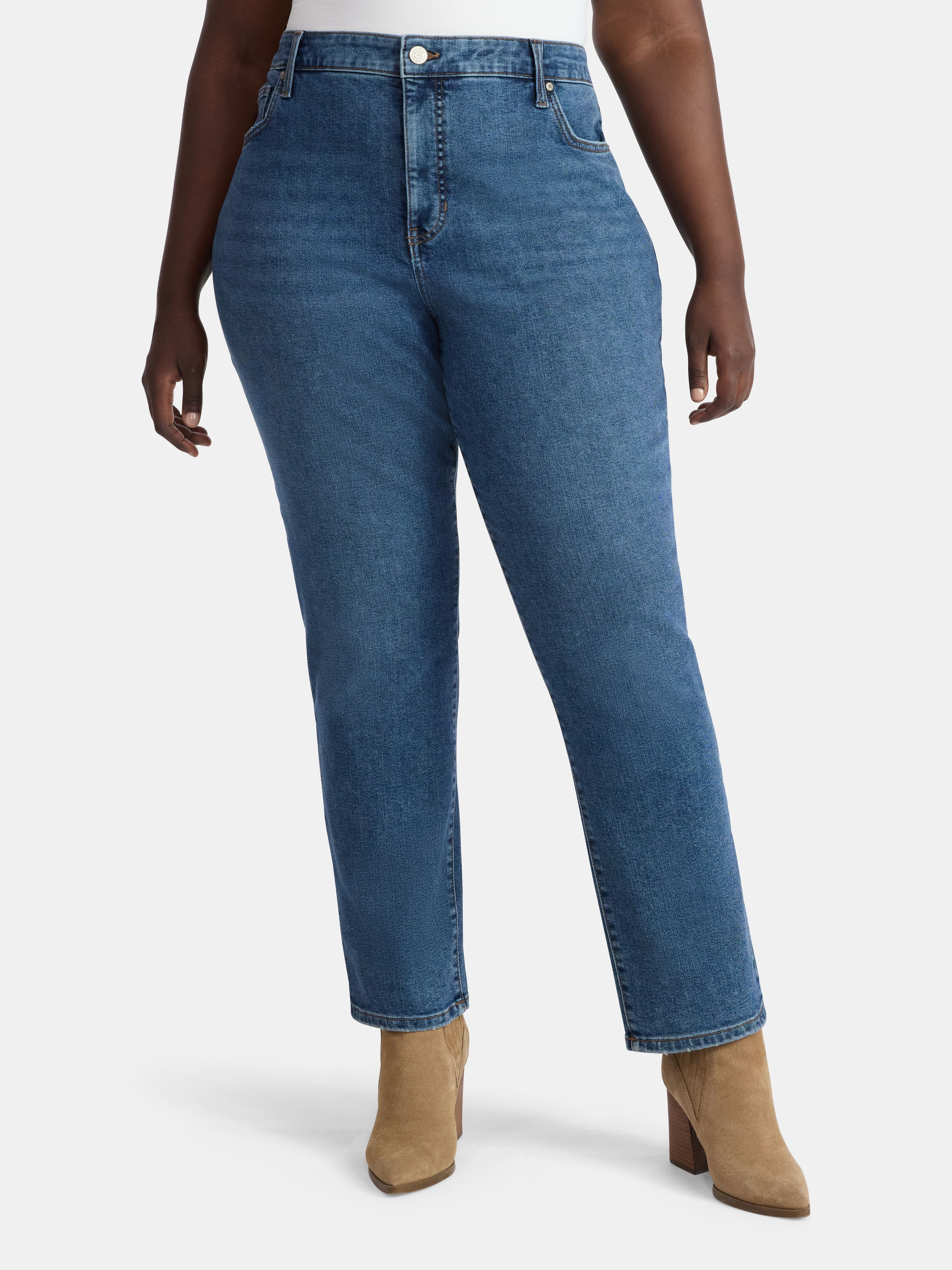 Women's Plus Size Straight High Rise Jeans, Sizes 16W-26W