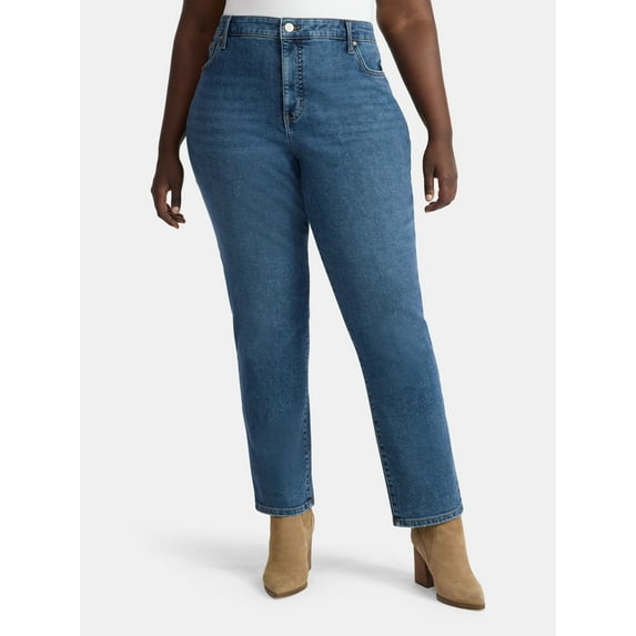 Terra & Sky Women's Plus Size Straight High Rise Jeans, Sizes 16W-26W