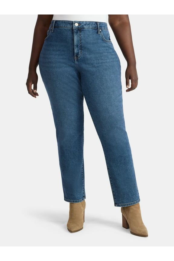 Women's Plus Size Straight High Rise Jeans, Sizes 16W-26W