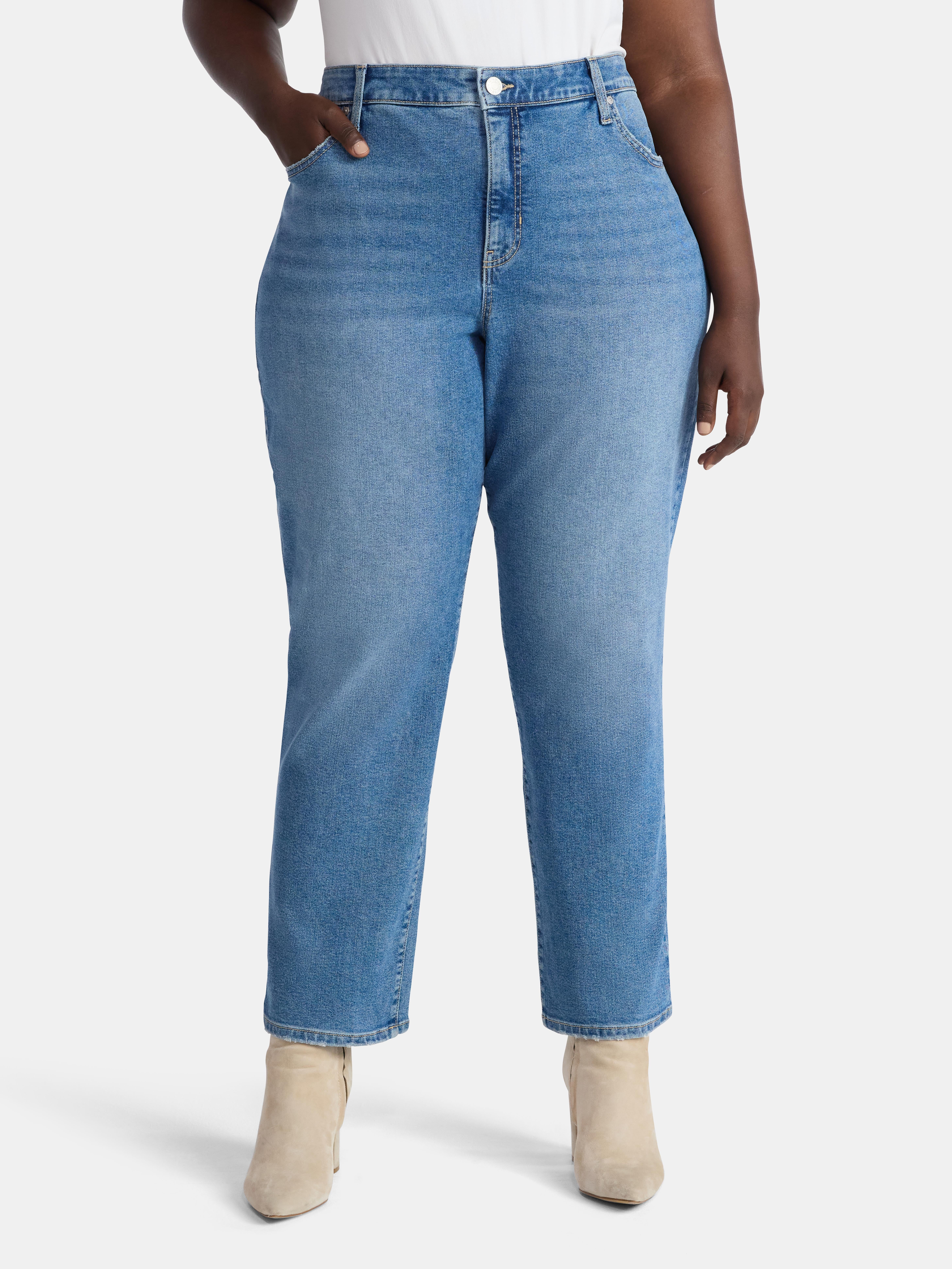 Terra & Sky Women’s Plus Size Straight High Rise Jeans, Sizes 16W-26W