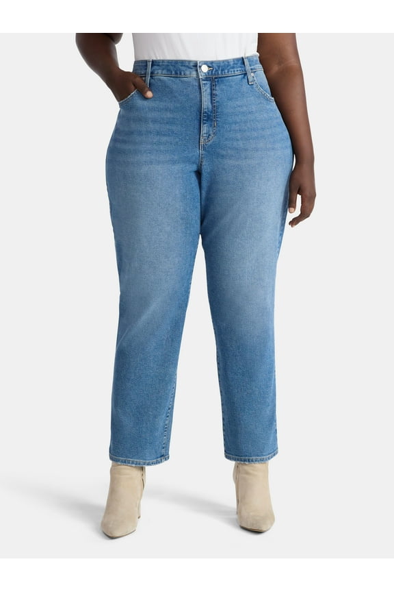 Women's Plus Size Straight High Rise Jeans, Sizes 16W-26W